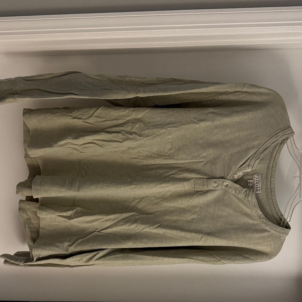 Tecovas Olive Green Long Sleeve Henley Shirt